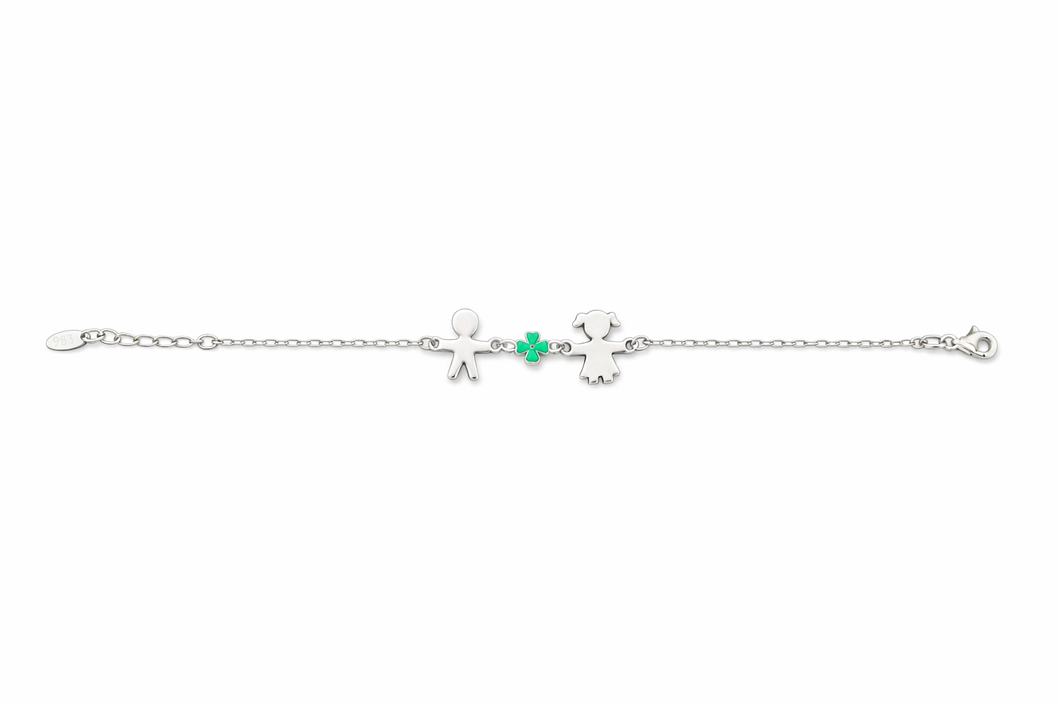 fico gioielli - Bracciale Bimbo e Bimba con Quadrifoglio in Argento 925