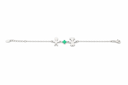 fico gioielli - Bracciale Bimbo e Bimba con Quadrifoglio in Argento 925