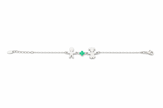 fico gioielli - Bracciale Bimbo e Bimba con Quadrifoglio in Argento 925