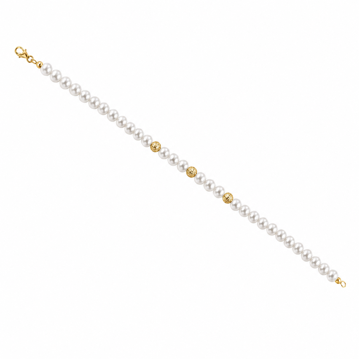 Kioto - Bracciale Donna  Con Perle E Sfere Sfaccettate In Oro Giallo 18 Kt