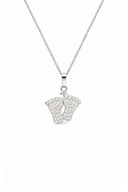 fico gioielli - Collana Piedini in Argento 925 con Zirconi