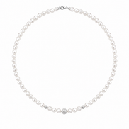 Kioto  - Collana Donna Con Perle E Sfere Zirconate Con Oro Bianco 18 Kt