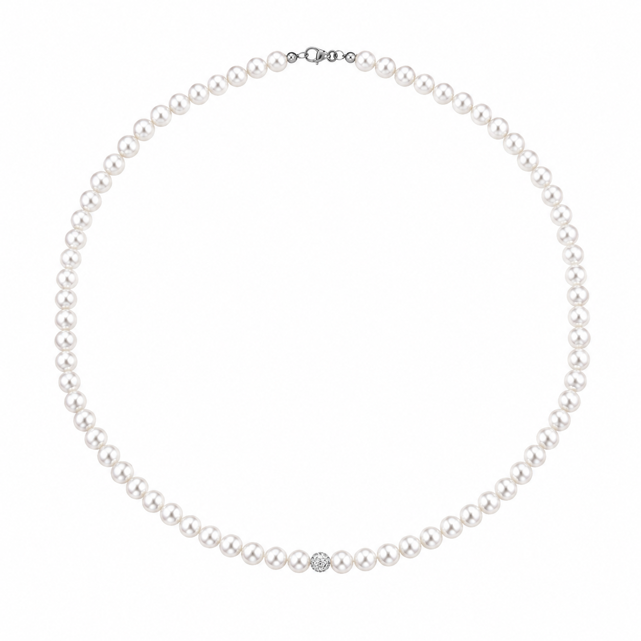 Kioto - Collana Donna  Con Perle E Sfere Sfaccettate In Oro Bianco 18 Kt