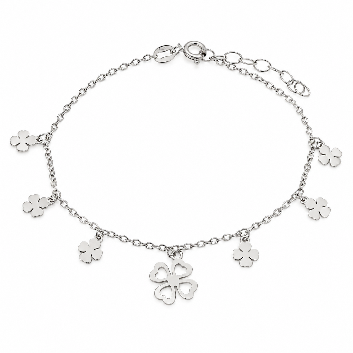 Bysimon - Bracciale in Argento 925 con ciondoli quadrifoglio