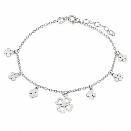 Bysimon - Bracciale in Argento 925 con ciondoli quadrifoglio