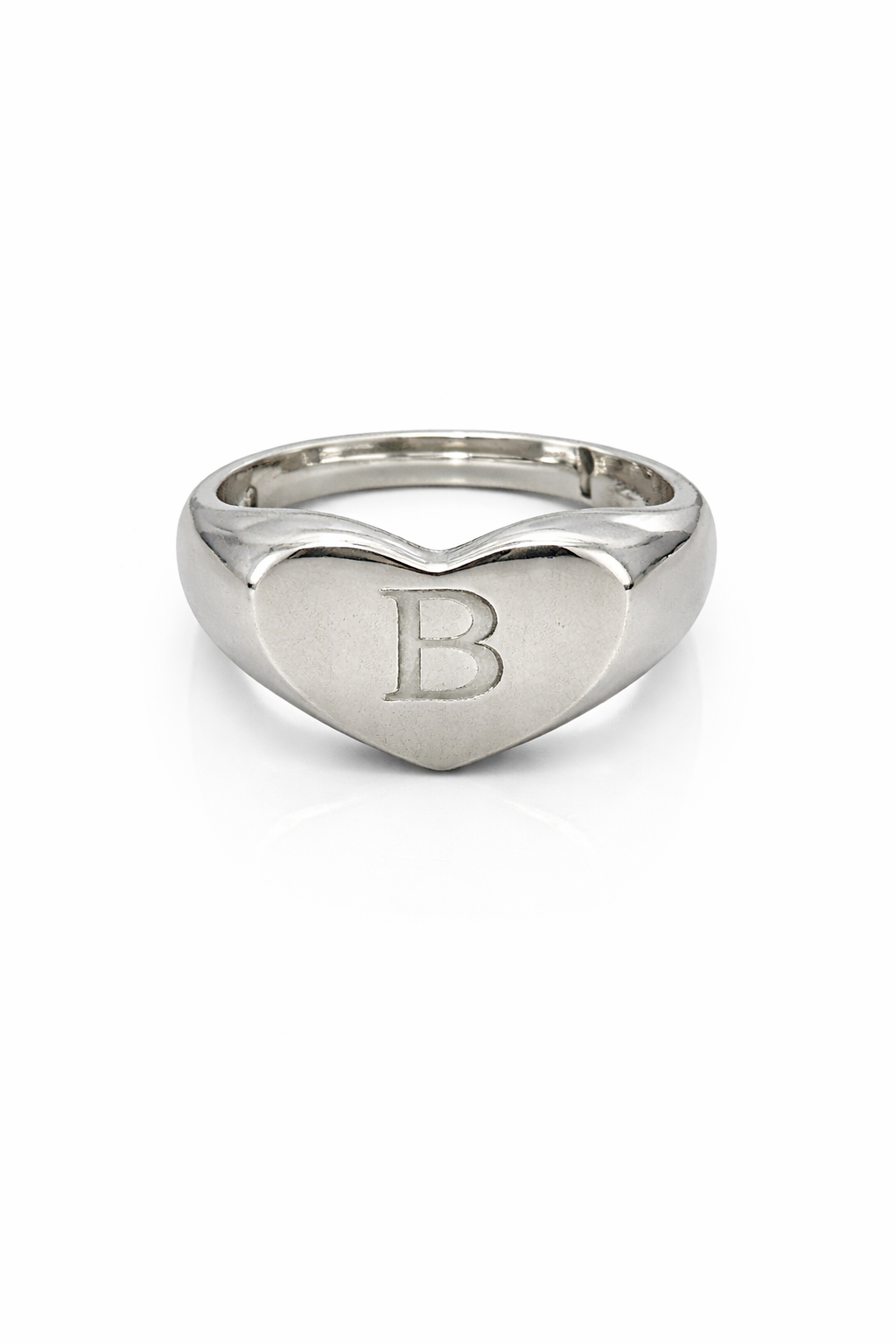 fico gioielli - Anello Sigillo Cuore con Iniziale “B”