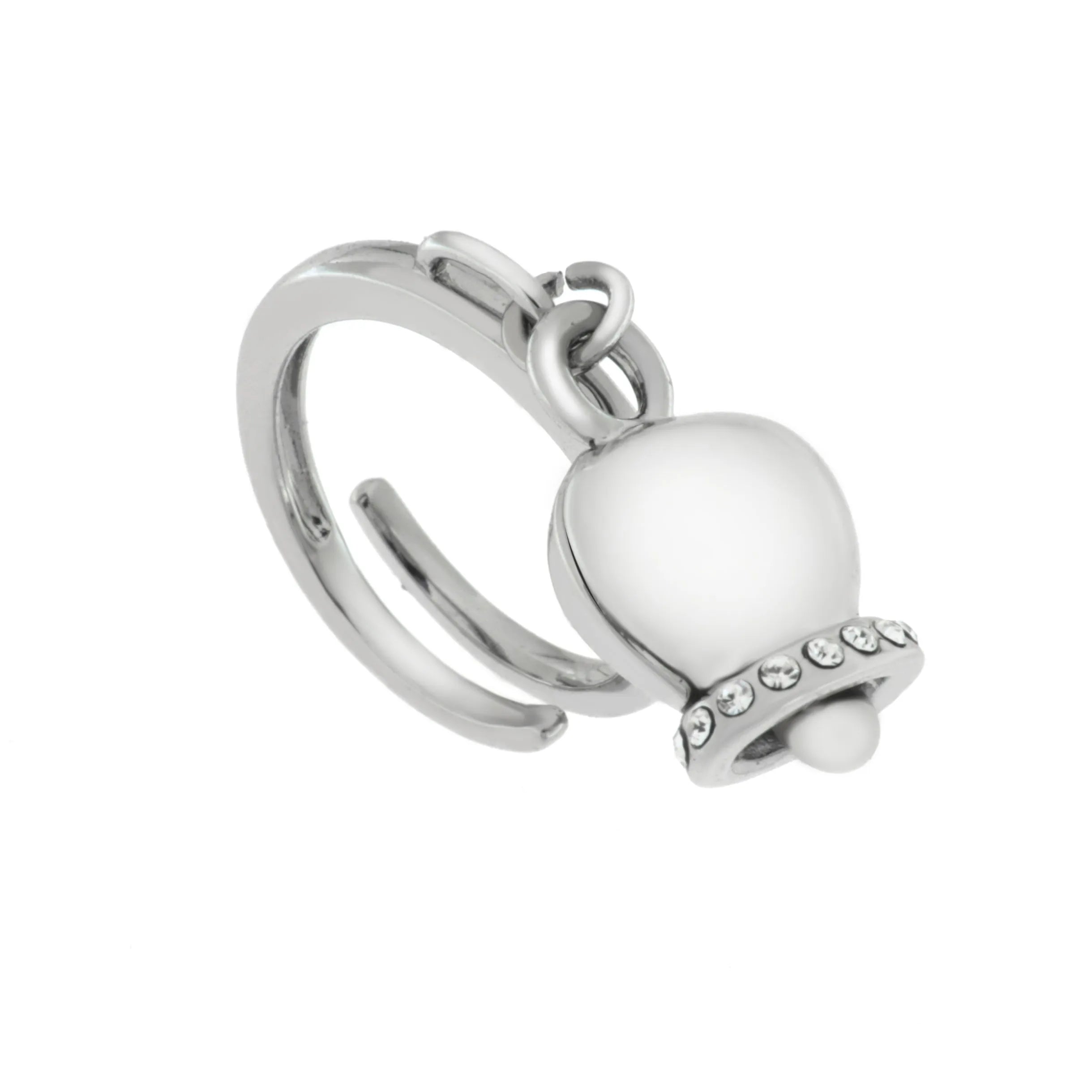 amo capri - Anello in Metallo con campanella portafortuna pendente, impreziosita da cristalli