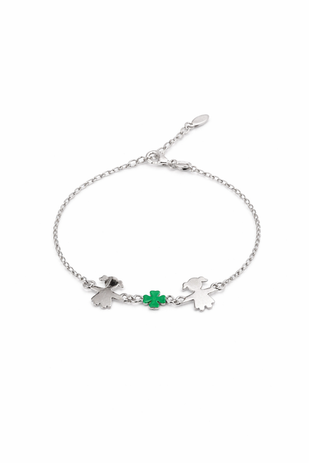 fico gioielli - Bracciale Bimba e Bimba con Quadrifoglio in Argento 925