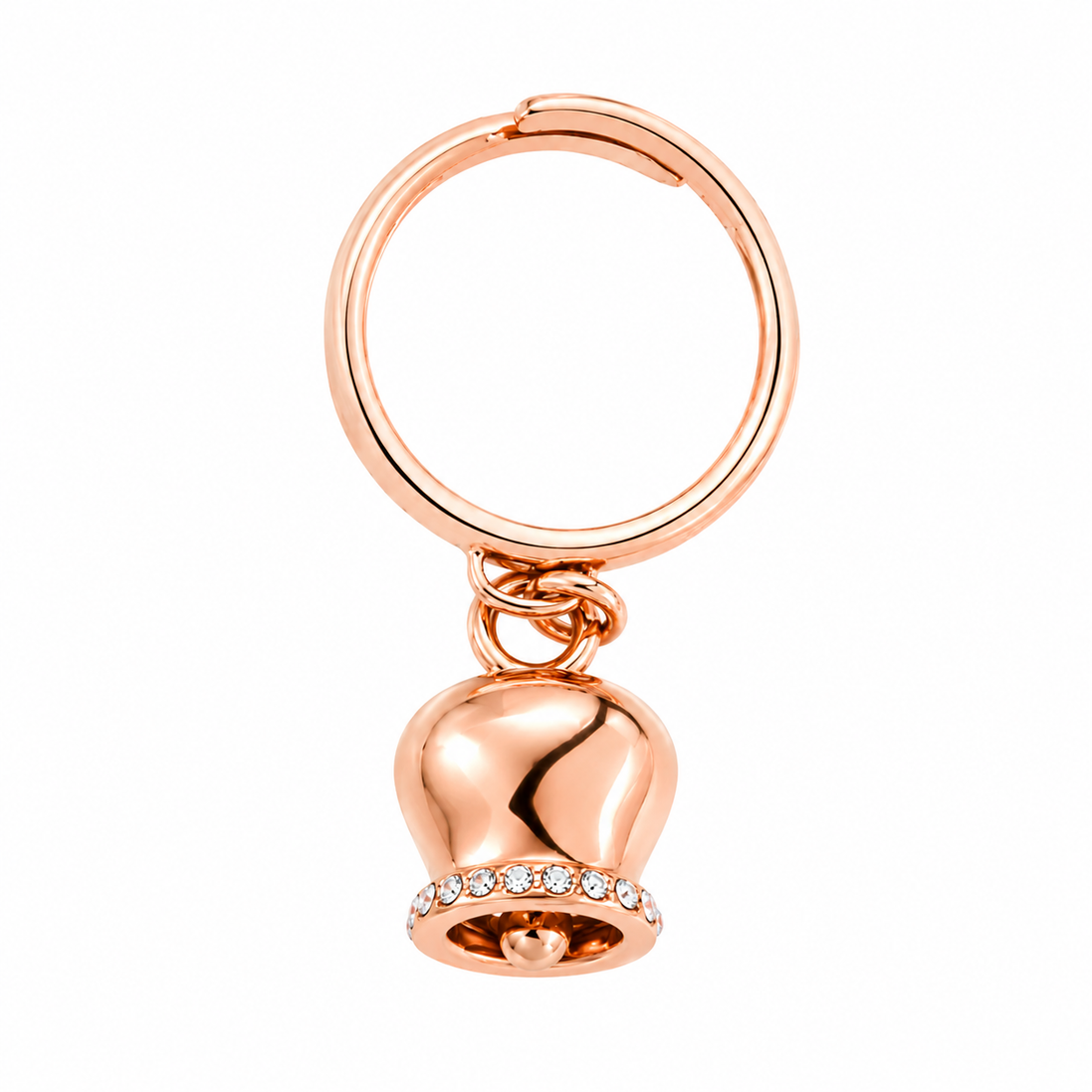 Amo Capri - Anello in Metallo con campanella portafortuna pendente, impreziosita da cristalli
