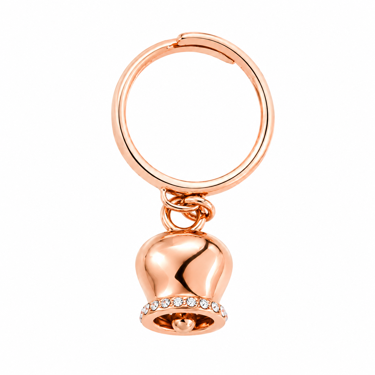 Amo Capri - Anello in Metallo con campanella portafortuna pendente, impreziosita da cristalli