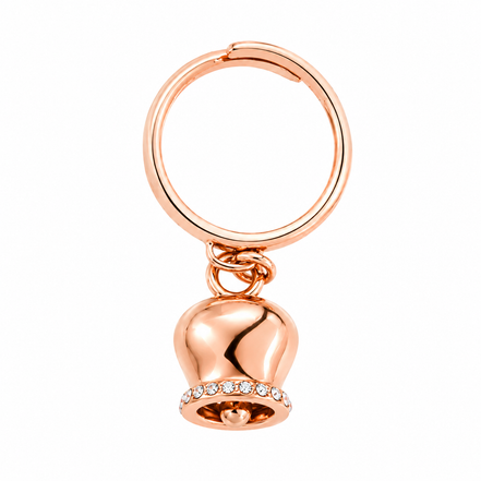 Amo Capri - Anello in Metallo con campanella portafortuna pendente, impreziosita da cristalli