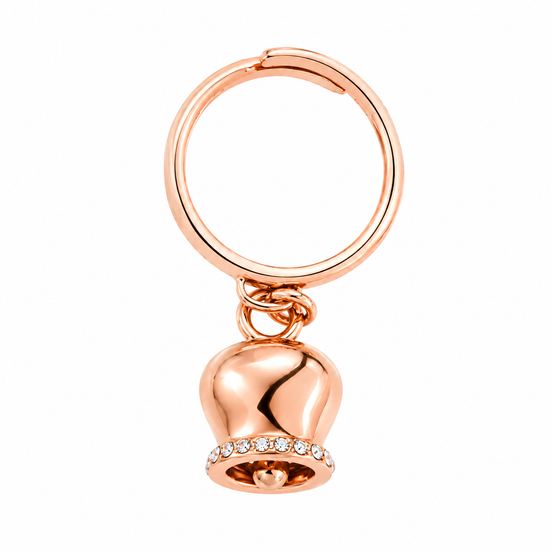 Amo Capri - Anello in Metallo con campanella portafortuna pendente, impreziosita da cristalli