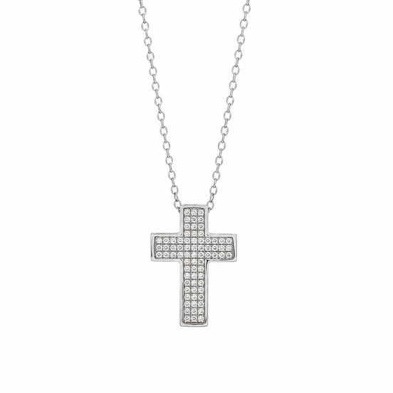 BYSIMON - Collana in Argento 925 con croce impreziosito da zirconi