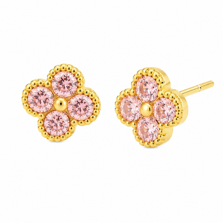 BYSIMON -  Orecchini in Argento 925 con fiore rosa