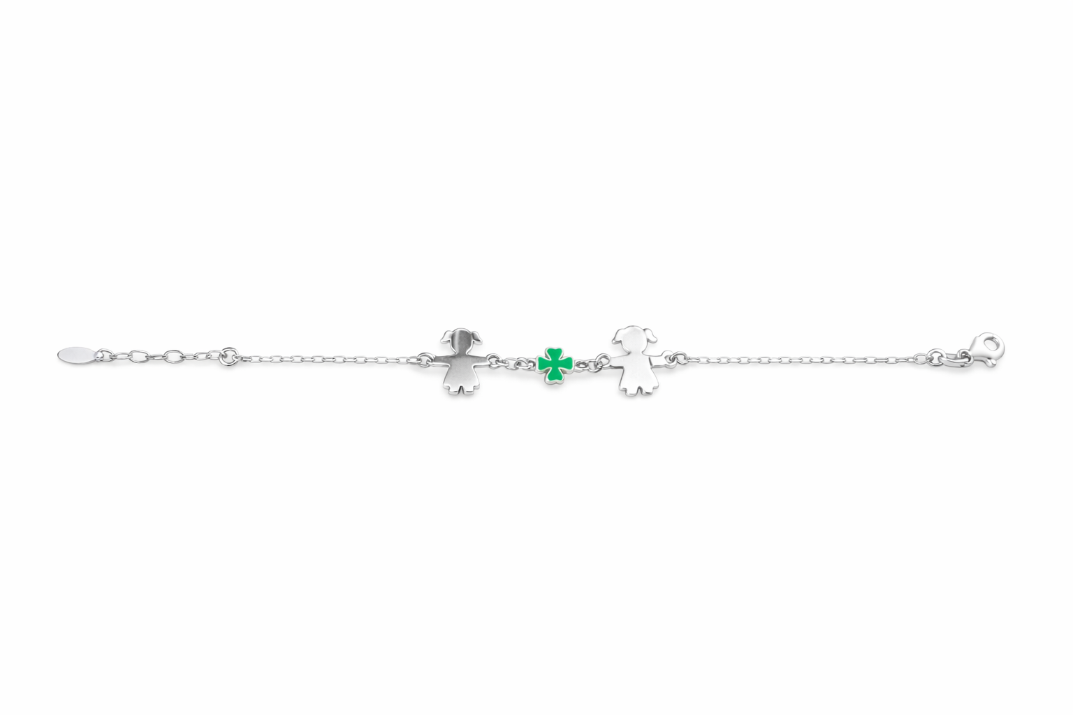 fico gioielli - Bracciale Bimba e Bimba con Quadrifoglio in Argento 925