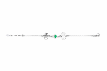 fico gioielli - Bracciale Bimba e Bimba con Quadrifoglio in Argento 925