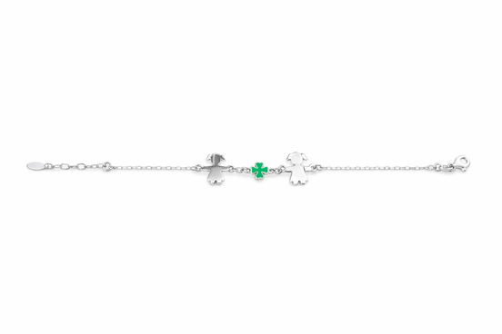 fico gioielli - Bracciale Bimba e Bimba con Quadrifoglio in Argento 925