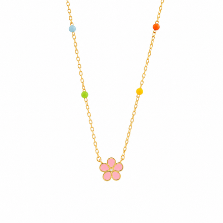 BYSIMON -  Collana in Argento 925 con fiore rosa