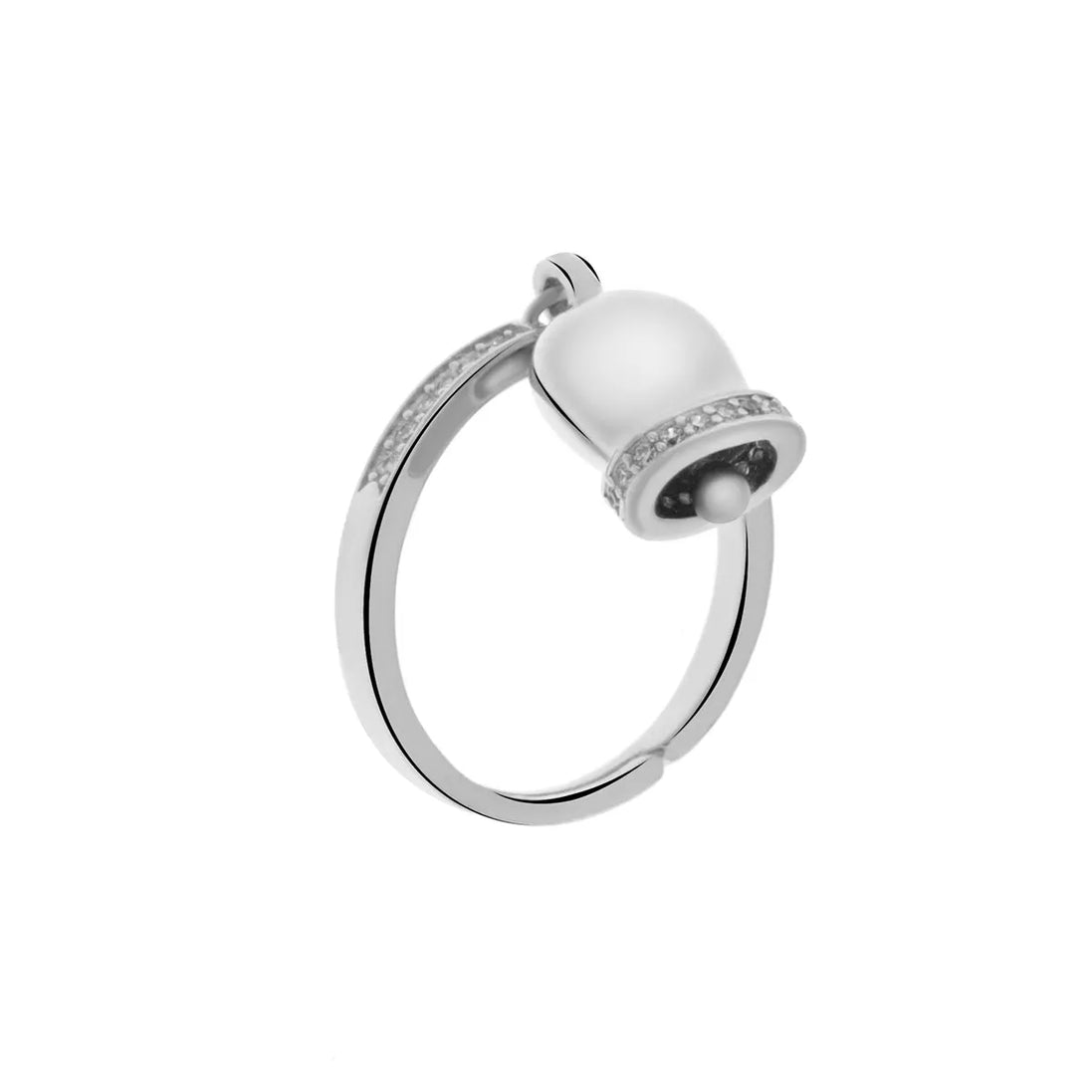 amo capri - Anello con campanella portafortuna in Argento 925 e zirconi