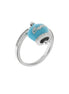 amo capri - Anello in Argento 925 con campanella Capri azzurra e zirconi