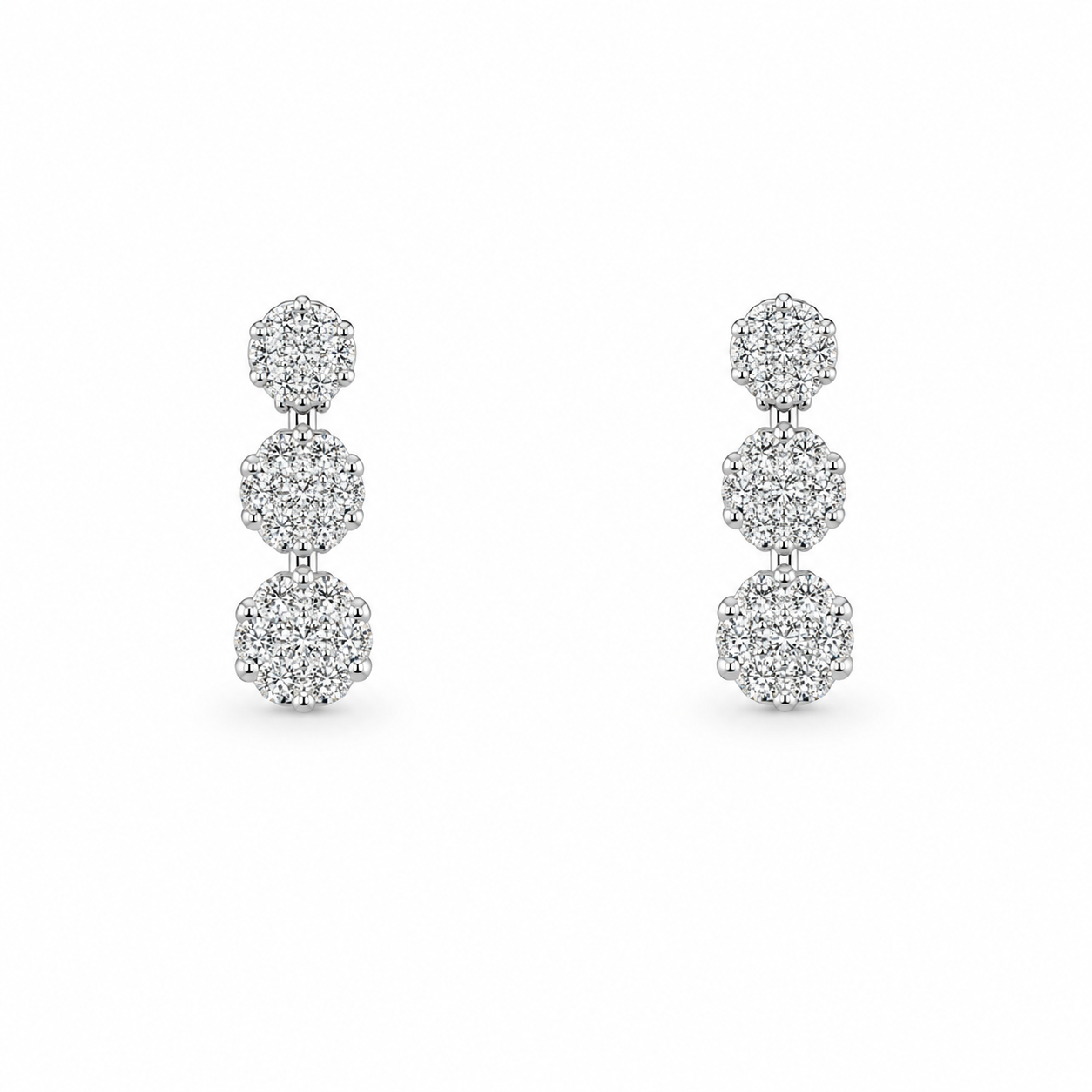 Fico Gioielli - Orecchini Pendenti Trilogy di Diamanti in Oro Bianco 18 KT