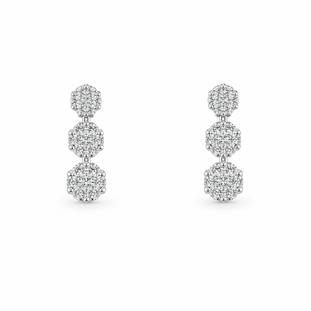 Fico Gioielli - Orecchini Pendenti Trilogy di Diamanti in Oro Bianco 18 KT