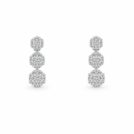 Fico Gioielli - Orecchini Pendenti Trilogy di Diamanti in Oro Bianco 18 KT