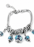 AMO CAPRI - Bracciale in Metallo multiciondoli pendenti con campanelle azzurre e cristalli luminosi