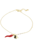 BYSIMON - Bracciale in Argento 925 con cornetto portafortuna impreziosito da smalto rosso e quadrifoglio
