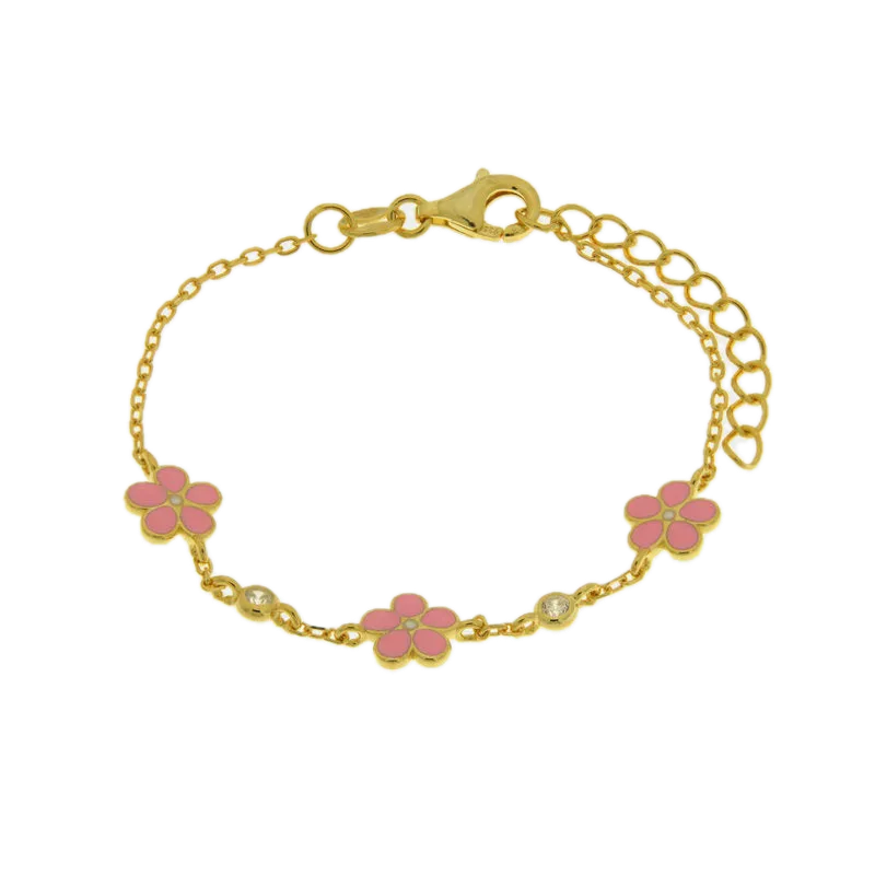 BYSIMON - Bracciale in Argento 925 fiori rosa