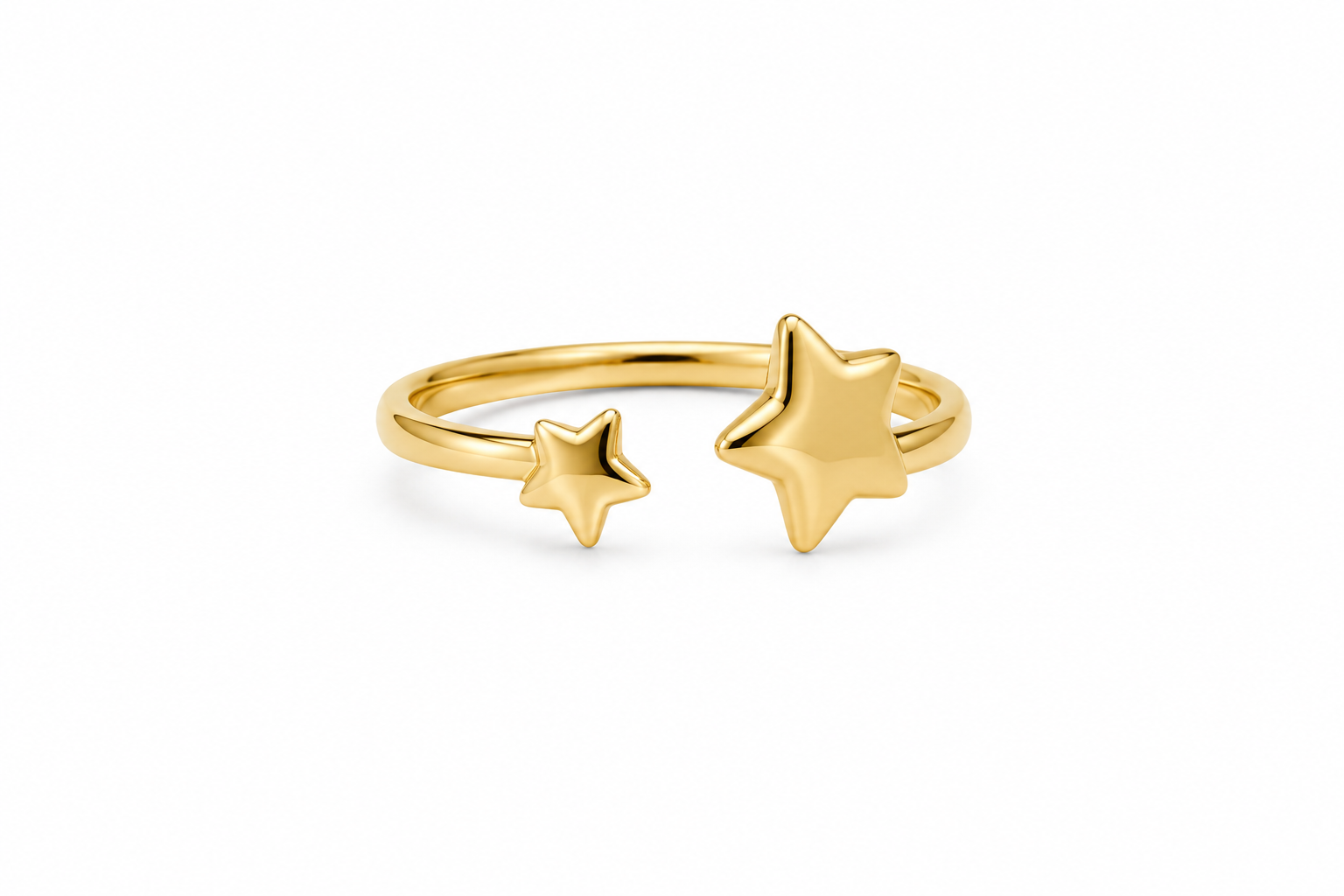 Fico Gioielli - Anello Regolabile Doppia Stella in Argento 925 Dorato