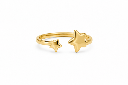 Fico Gioielli - Anello Regolabile Doppia Stella in Argento 925 Dorato