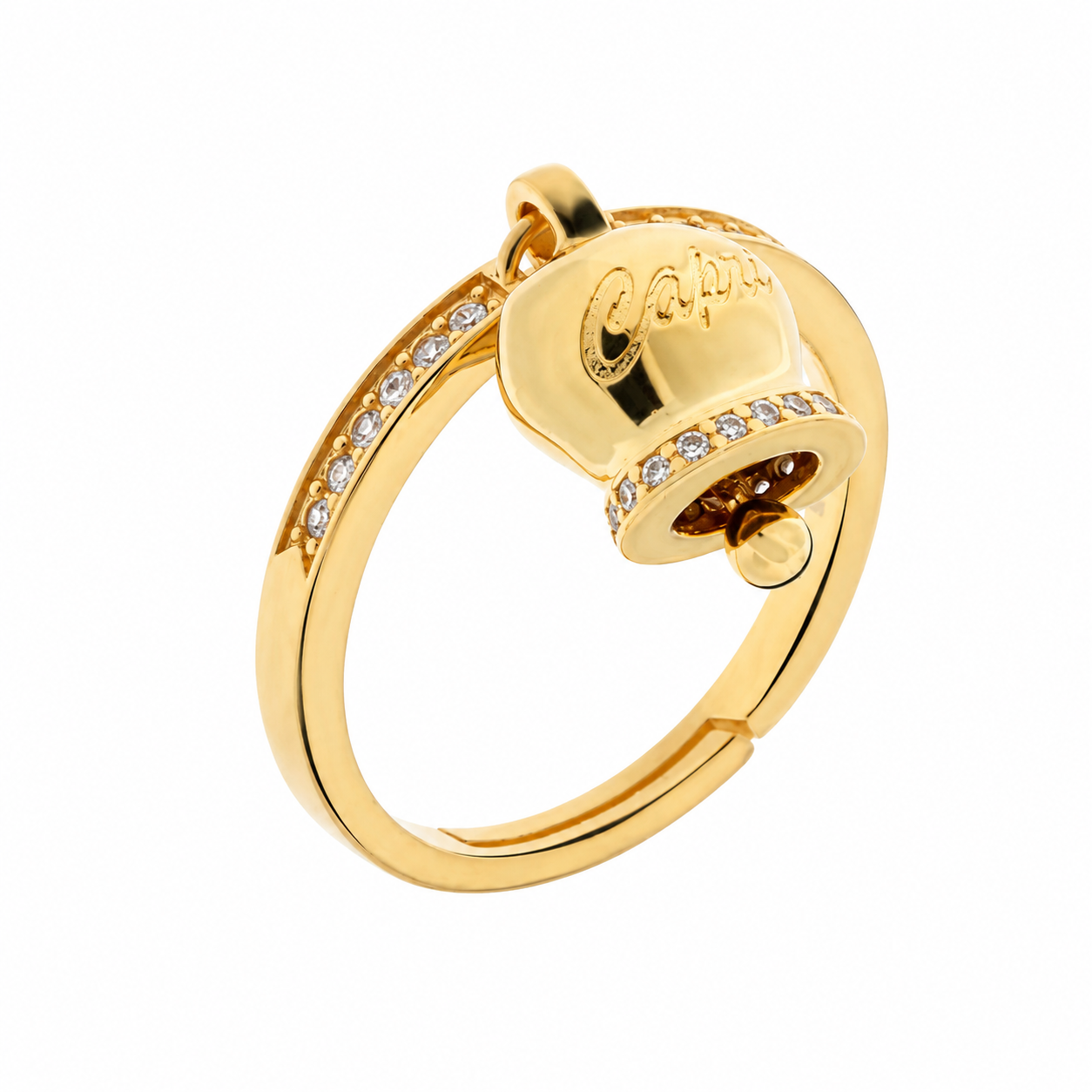 Amo capri - Anello in Argento 925 con campanella Capri e zirconi