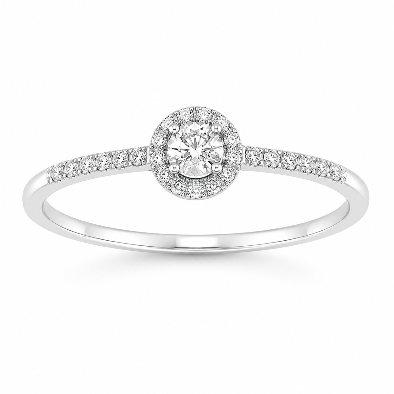 Fico Gioielli - Anello halo in Oro Bianco 18 KT con Diamanti