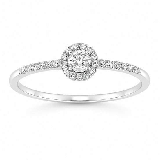Fico Gioielli - Anello halo in Oro Bianco 18 KT con Diamanti