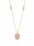 BYSIMON - Collana in Argento 925 con campanella rosa Capri e zirconi
