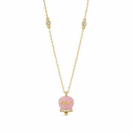 BYSIMON - Collana in Argento 925 con campanella rosa Capri e zirconi