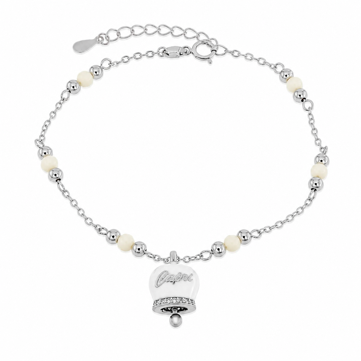 BYSIMON - Bracciale in Argento 925 con campanella bianca Capri
