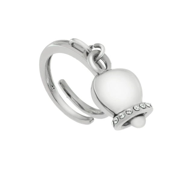 amo capri - Anello in Metallo con campanella portafortuna pendente, impreziosita da cristalli