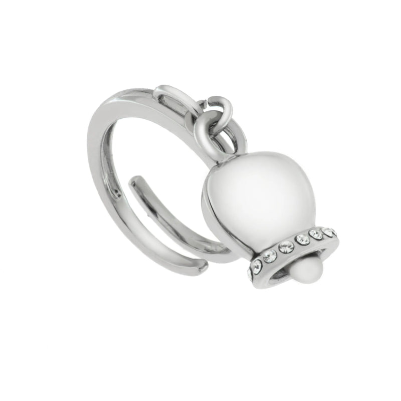 amo capri - Anello in Metallo con campanella portafortuna pendente, impreziosita da cristalli