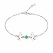 fico gioielli - Bracciale Due Bambini con Quadrifoglio in Argento 925