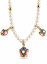 Amo Capri - Collana in Metallo con filo di sfere bianche e campanella multicolore