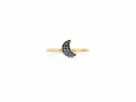 Fico Gioielli - Anello Regolabile Luna con Zirconi Blu in Argento 925