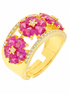 BYSIMON -  Anello in Argento 925 con fiori di cristalli rosa e zirconi