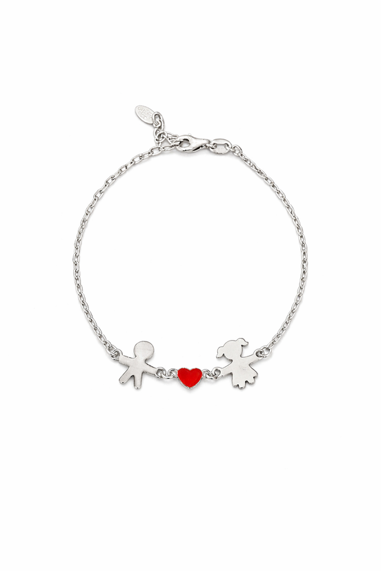 fico gioielli - Bracciale Bimbo e Bimba con Cuore in Argento 925