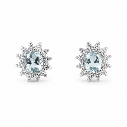 Fico Gioielli - Orecchini Eleganza Acquamarina e Diamanti in Oro Bianco 18 KT