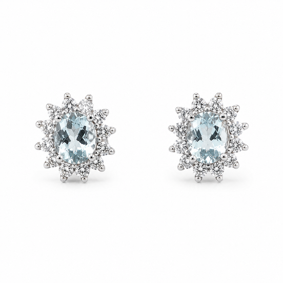 Fico Gioielli - Orecchini Eleganza Acquamarina e Diamanti in Oro Bianco 18 KT