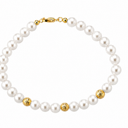 Kioto - Bracciale Donna  Con Perle E Sfere Sfaccettate In Oro Giallo 18 Kt