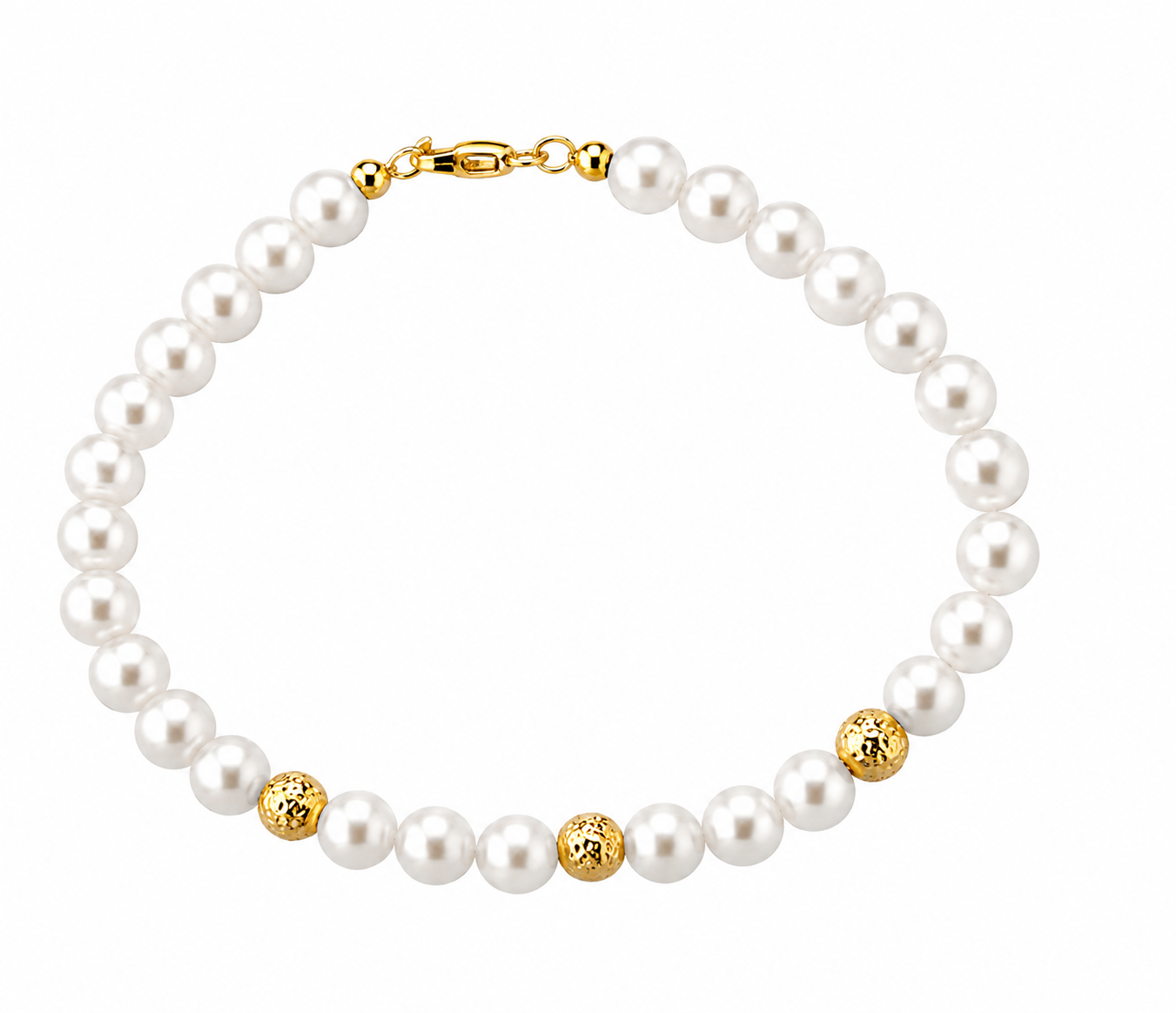 Kioto - Bracciale Donna  Con Perle E Sfere Sfaccettate In Oro Giallo 18 Kt