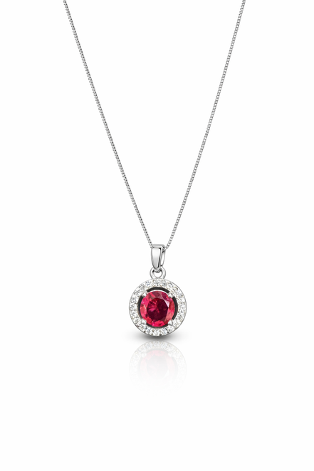 fico gioielli - Collana con Pendente Tondo con Pietra Centrale in Argento 925